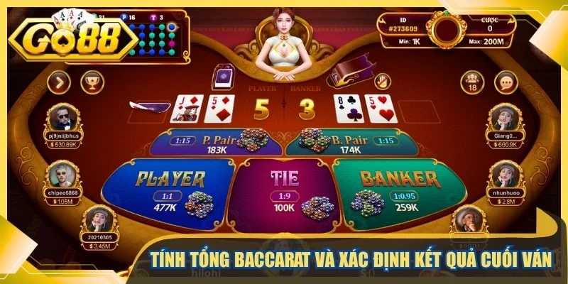 Tính tổng Baccarat và xác định kết quả cuối ván